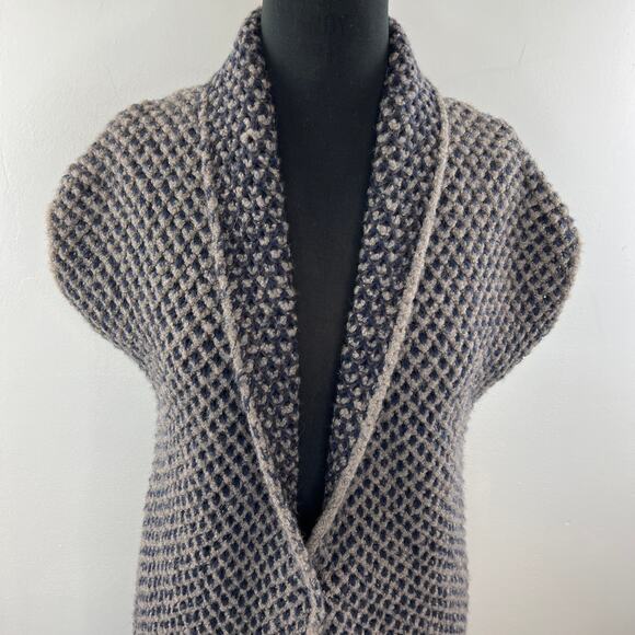 Fabiana Filippi Brown Wool Silk Cashmere Shawl Texture Open Sweater Sz 38 XXS - Picture 2 of 10